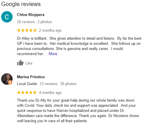 Google reviews for medical practice